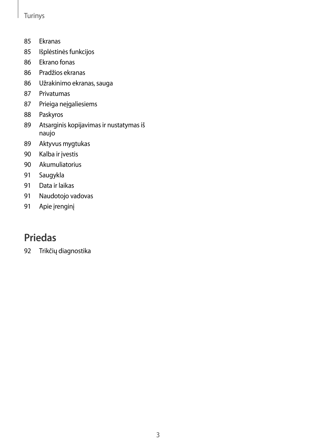 Samsung SM-G389FDSASEB manual Priedas 