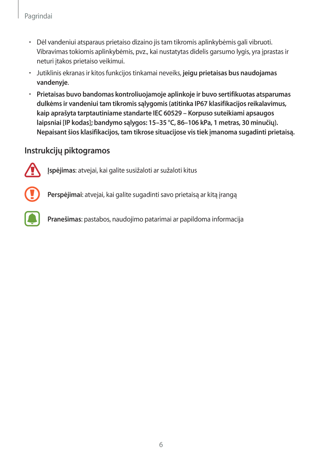 Samsung SM-G389FDSASEB manual Instrukcijų piktogramos 