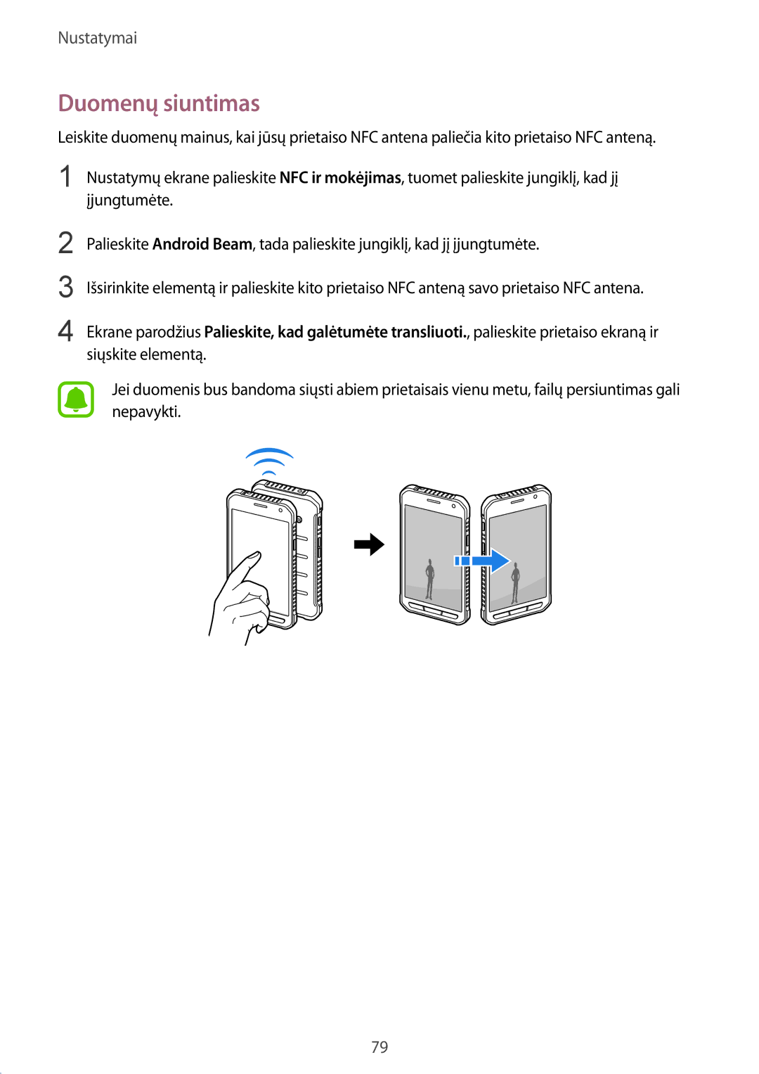 Samsung SM-G389FDSASEB manual Duomenų siuntimas 