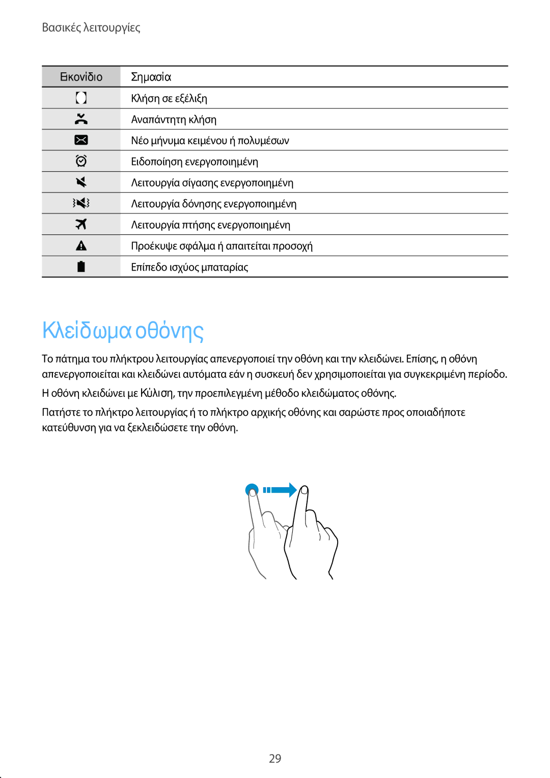 Samsung SM-G389FDSACOS, SM-G389FDSAVGR, SM-G389FDSAEUR manual Κλείδωμα οθόνης 