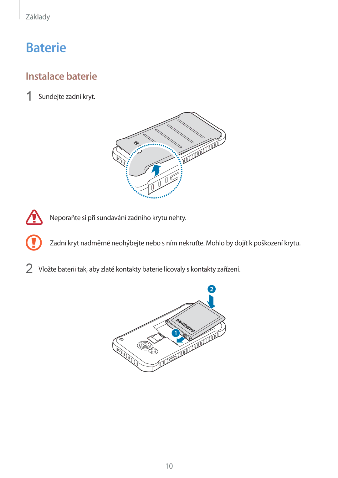 Samsung SM-G389FDSAXEH, SM-G389FDSAXEO, SM-G389FDSAETL, SM-G389FDSAATO, SM-G389FDSAO2C manual Baterie, Instalace baterie 