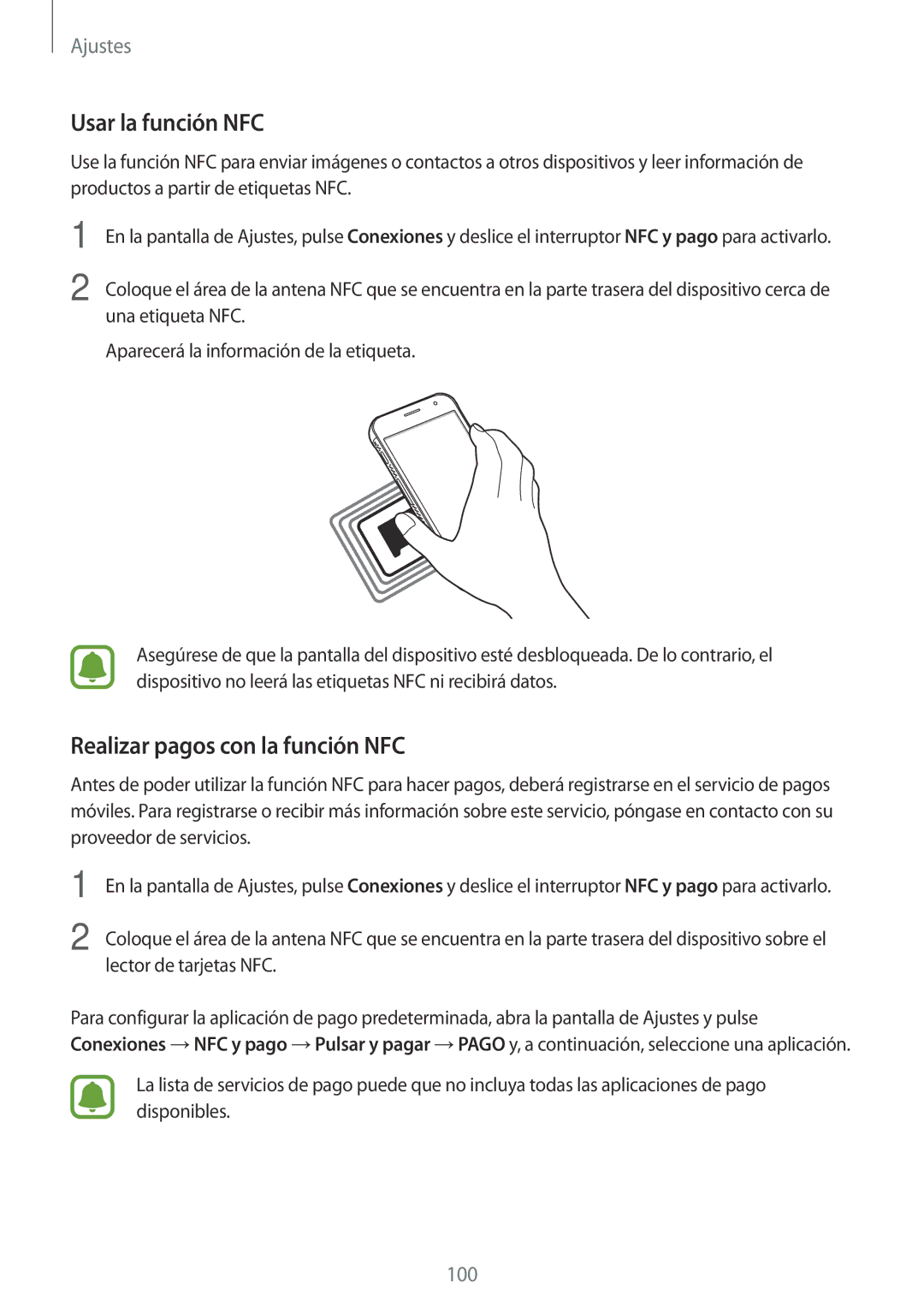 Samsung SM-G390FZKAAMO, SM-G390FZKAPHE, SM-G390FZKAATL manual Usar la función NFC, Realizar pagos con la función NFC 