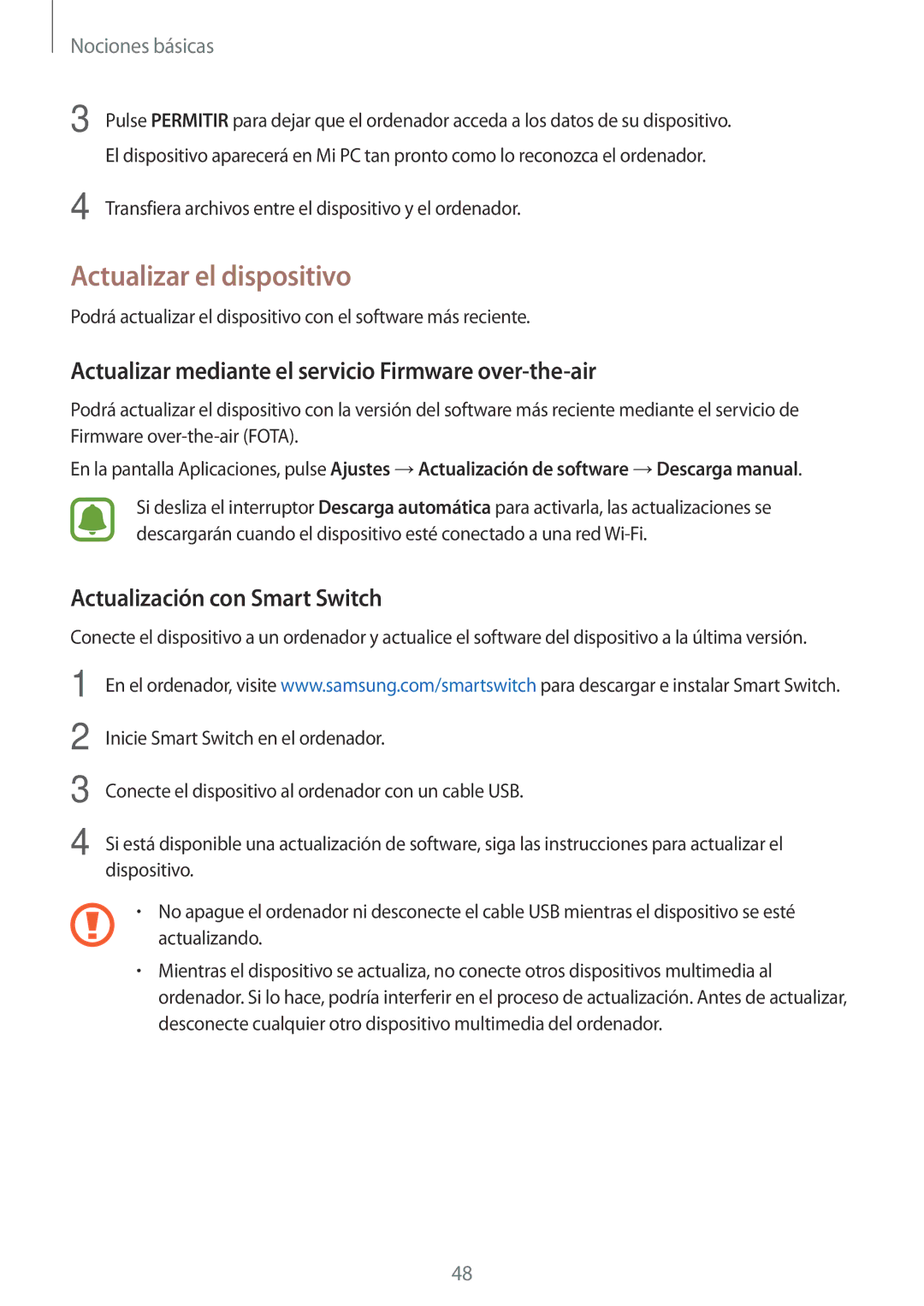 Samsung SM-G390FZKAAMO, SM-G390FZKAPHE Actualizar el dispositivo, Actualizar mediante el servicio Firmware over-the-air 