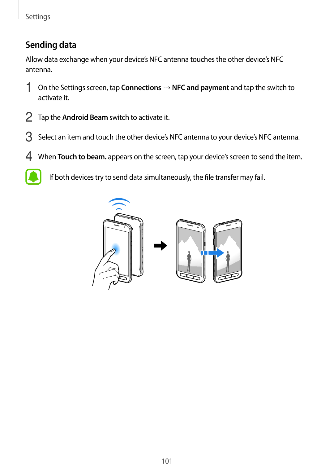 Samsung SM-G390FZKAXEH, SM-G390FZKADBT, SM-G390FZKAXEF, SM-G390FZKAITV, SM-G390FZKAAMO, SM-G390FZKAPHE manual Sending data 