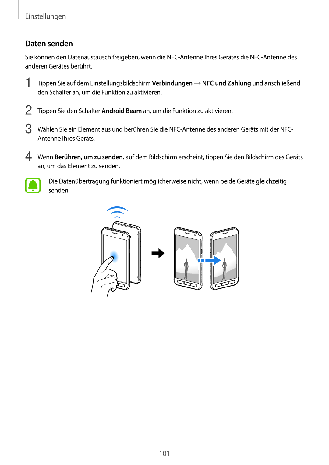 Samsung SM-G390FZKADBT manual Daten senden 