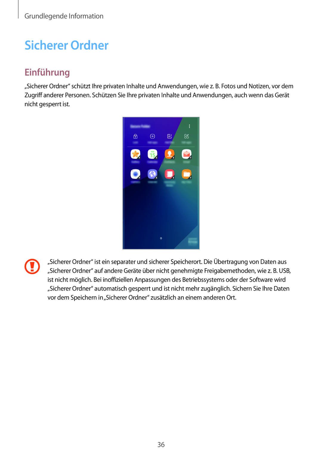 Samsung SM-G390FZKADBT manual Sicherer Ordner, Einführung 