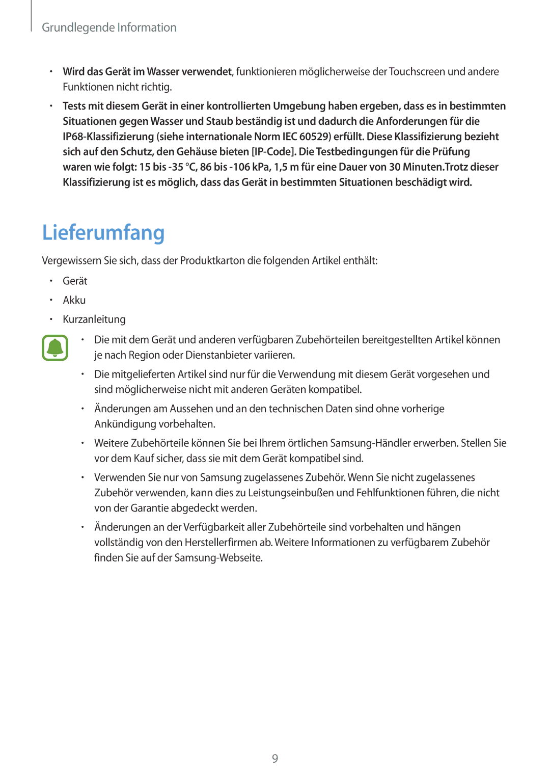 Samsung SM-G390FZKADBT manual Lieferumfang 