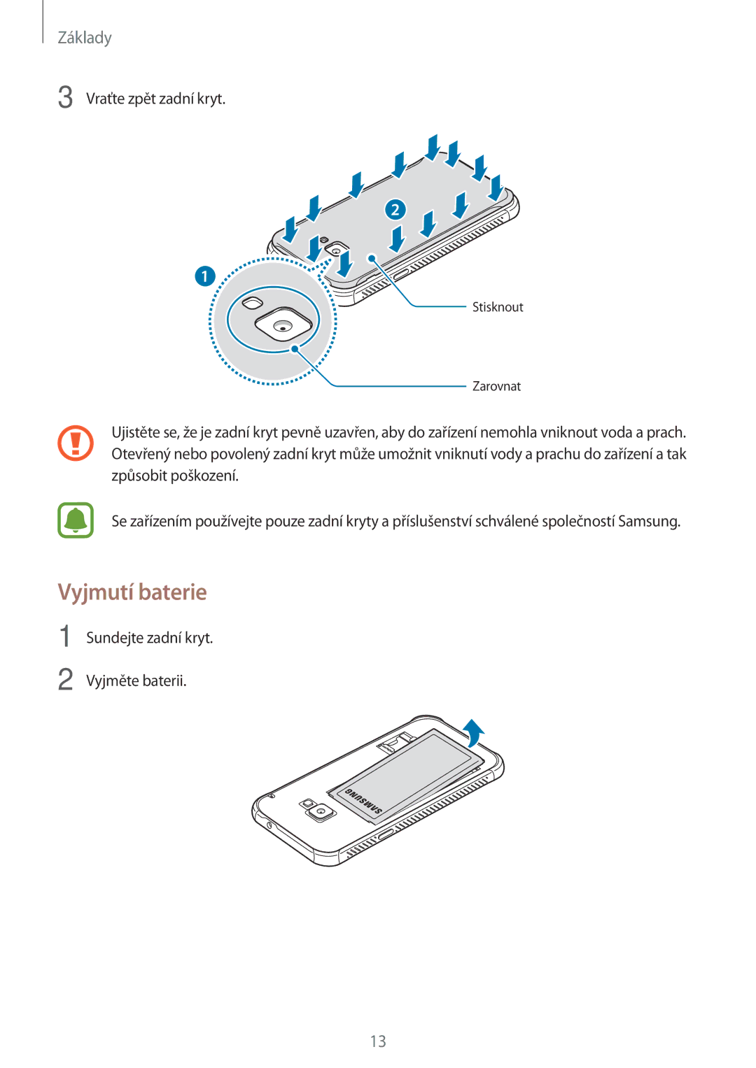 Samsung SM-G390FZKAETL manual Vyjmutí baterie 