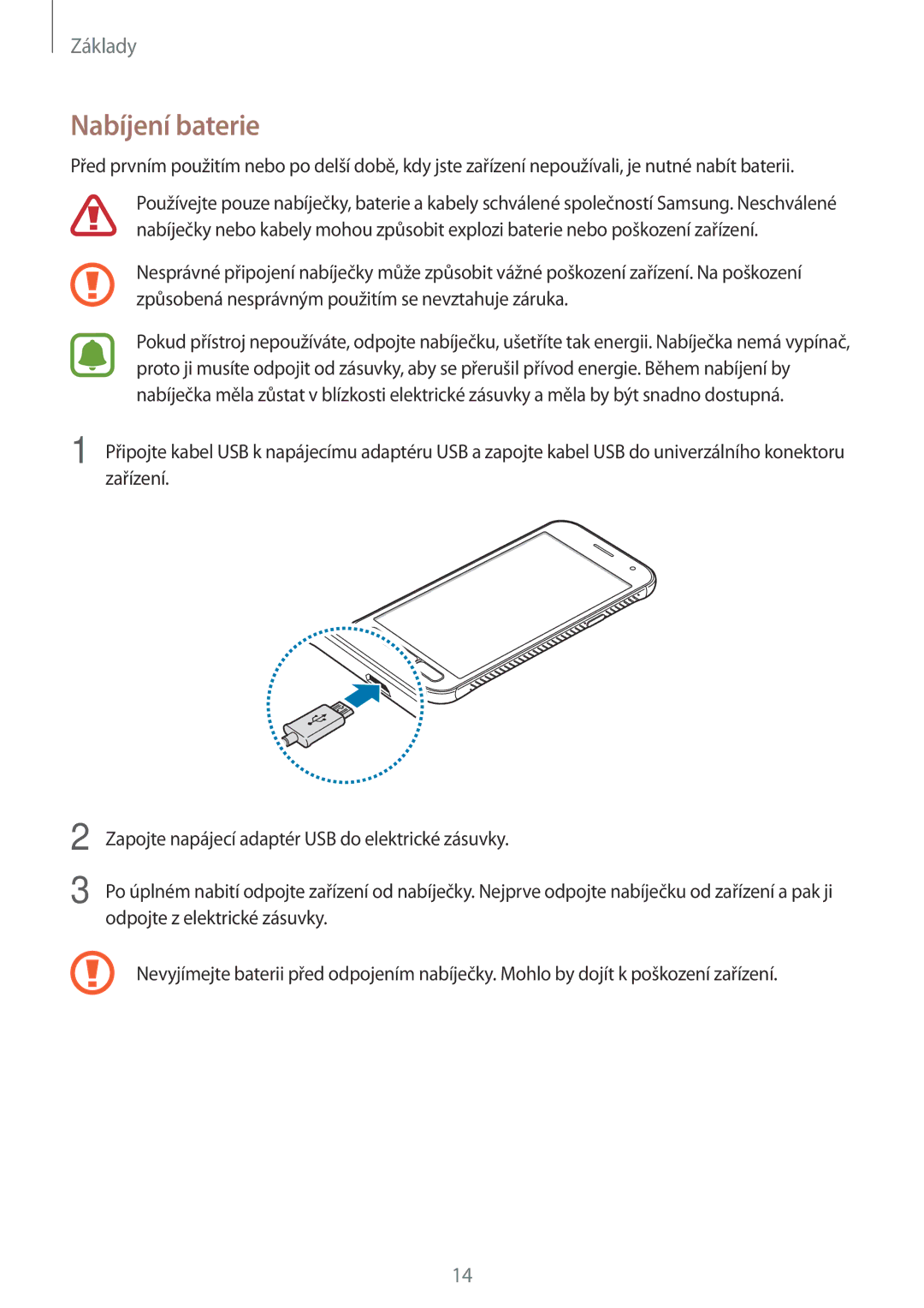 Samsung SM-G390FZKAETL manual Nabíjení baterie 