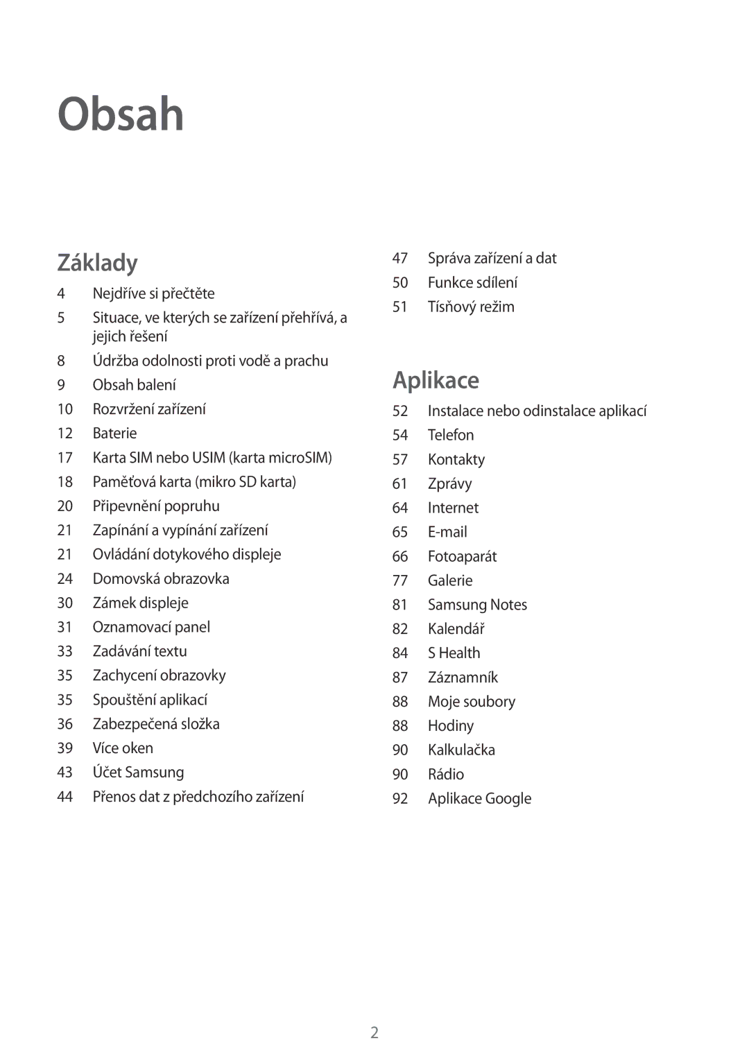 Samsung SM-G390FZKAETL manual Obsah 