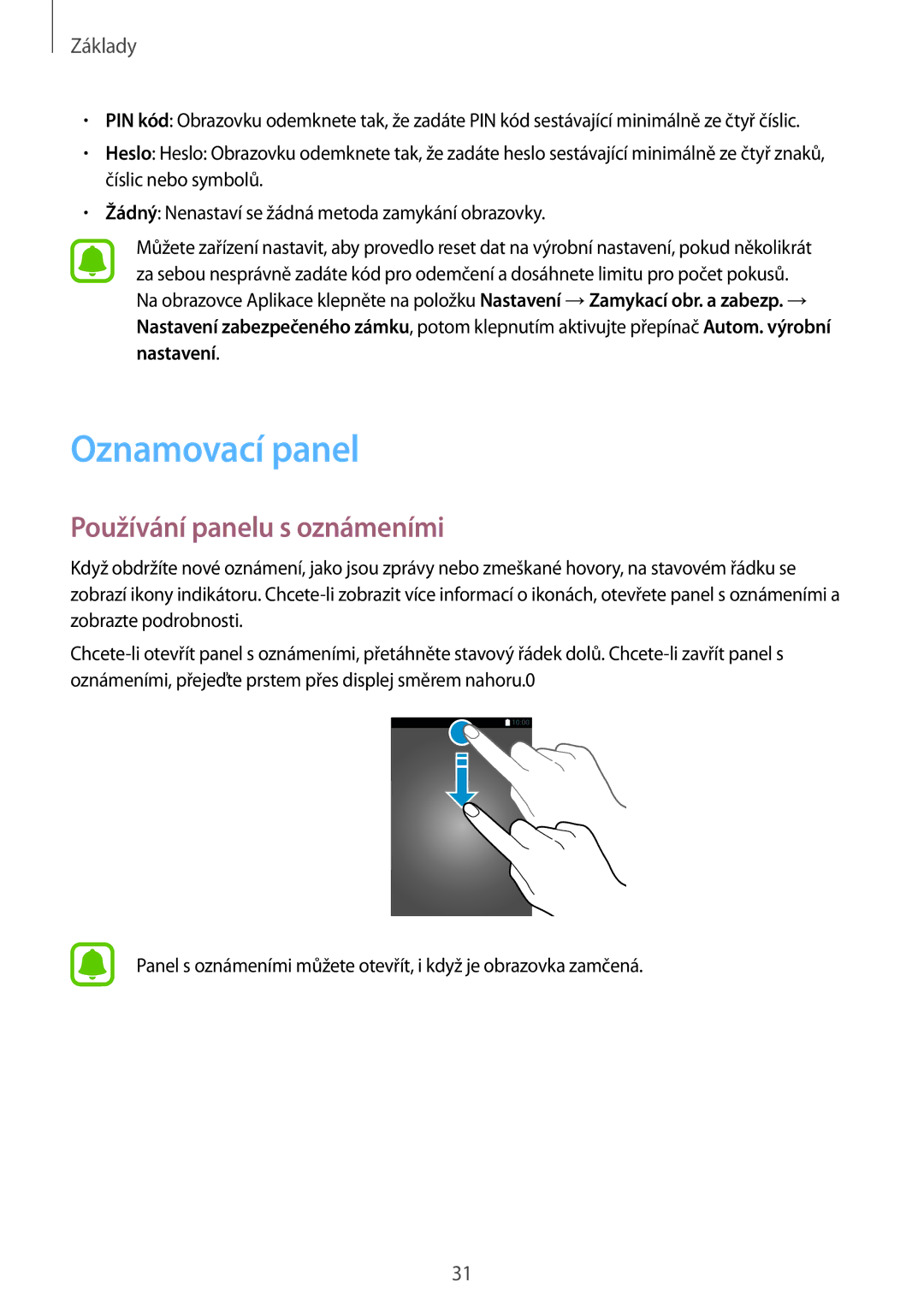 Samsung SM-G390FZKAETL manual Oznamovací panel, Používání panelu s oznámeními 