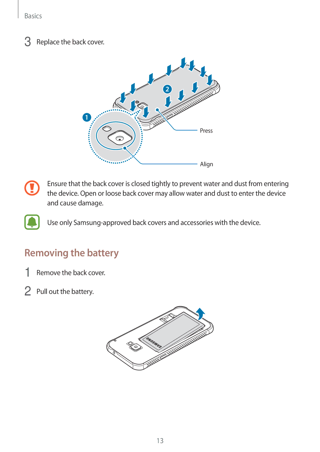 Samsung SM-G390FZKAILO manual Removing the battery 