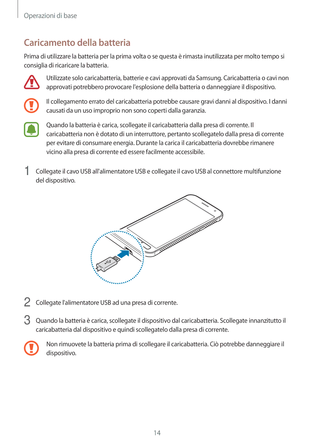 Samsung SM-G390FZKAITV manual Caricamento della batteria 