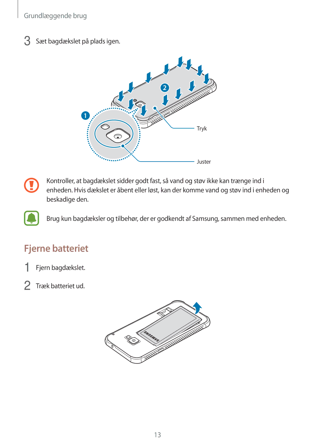 Samsung SM-G390FZKANEE manual Fjerne batteriet 