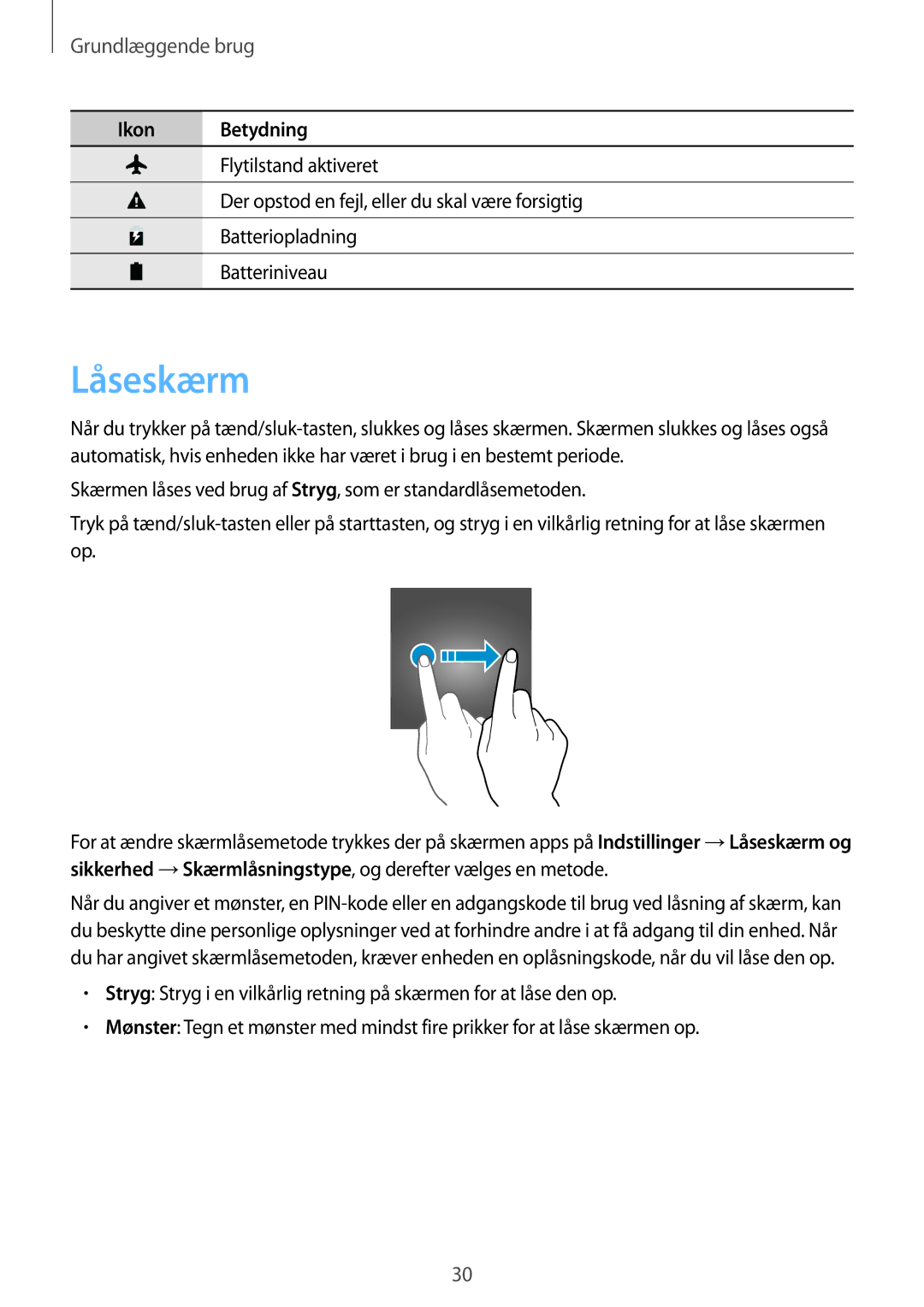 Samsung SM-G390FZKANEE manual Låseskærm 