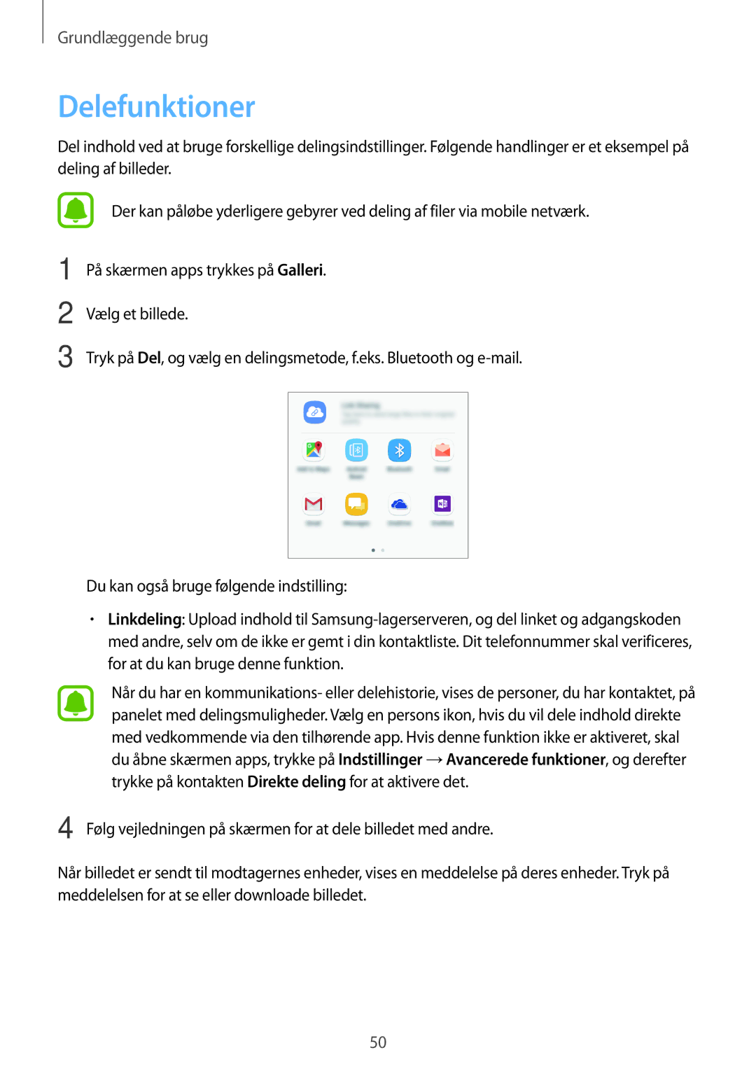 Samsung SM-G390FZKANEE manual Delefunktioner 