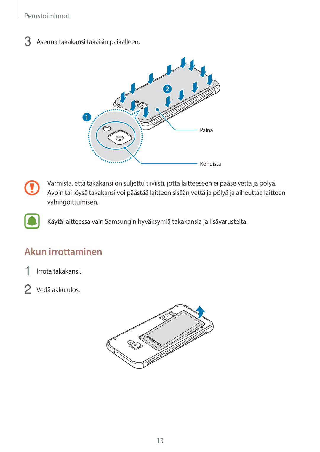 Samsung SM-G390FZKANEE manual Akun irrottaminen 