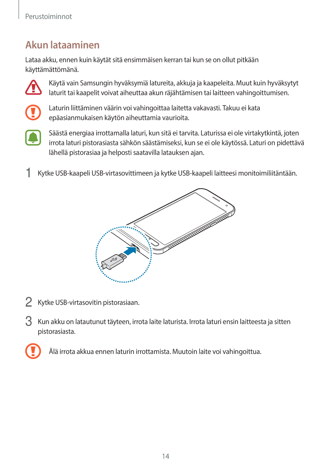 Samsung SM-G390FZKANEE manual Akun lataaminen 