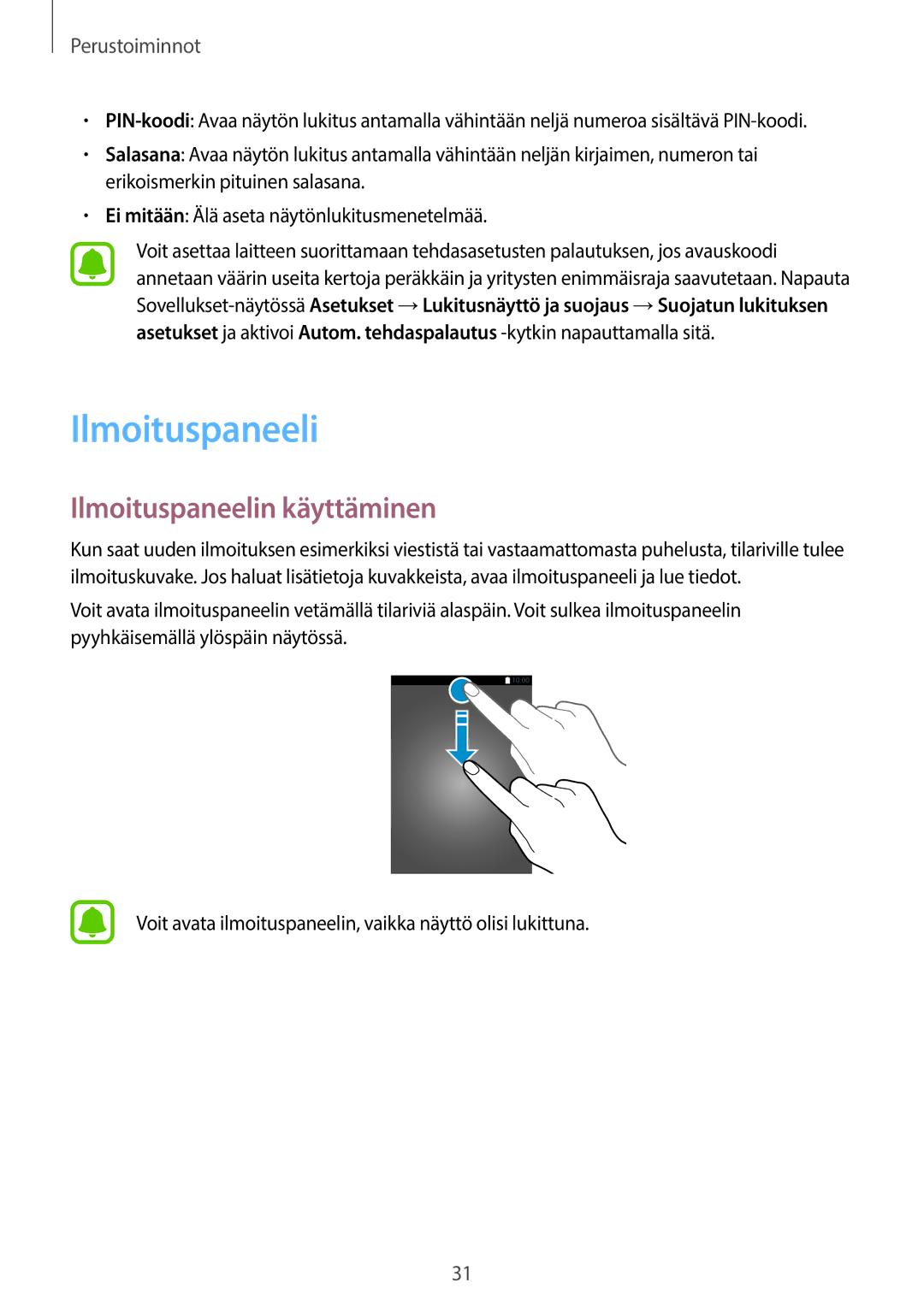 Samsung SM-G390FZKANEE manual Ilmoituspaneelin käyttäminen 