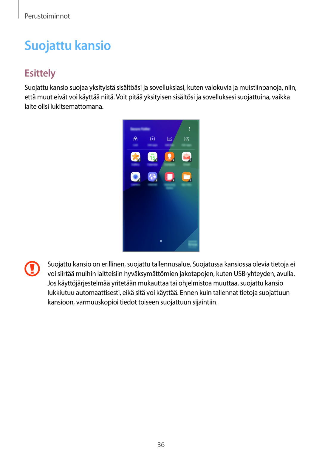 Samsung SM-G390FZKANEE manual Suojattu kansio, Esittely 