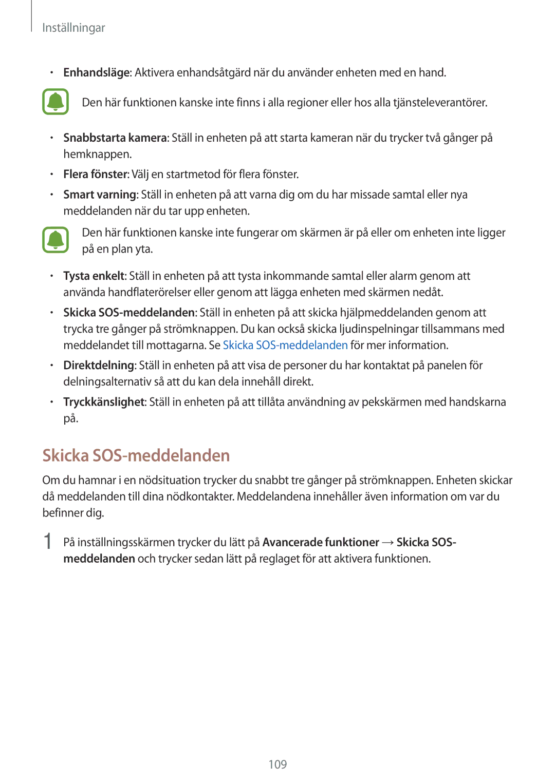 Samsung SM-G390FZKANEE manual Skicka SOS-meddelanden 