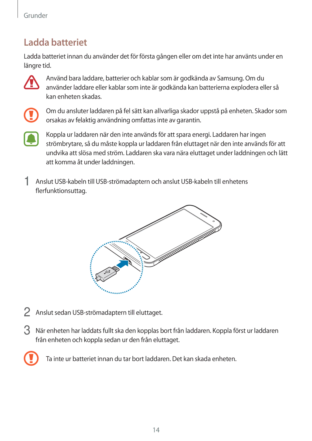 Samsung SM-G390FZKANEE manual Ladda batteriet 