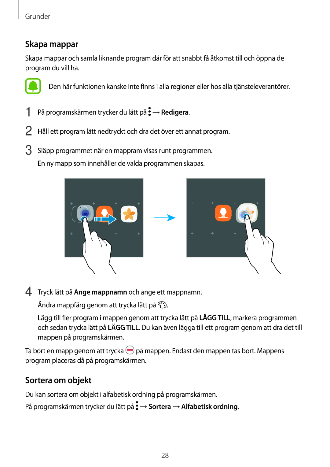 Samsung SM-G390FZKANEE manual Sortera om objekt 