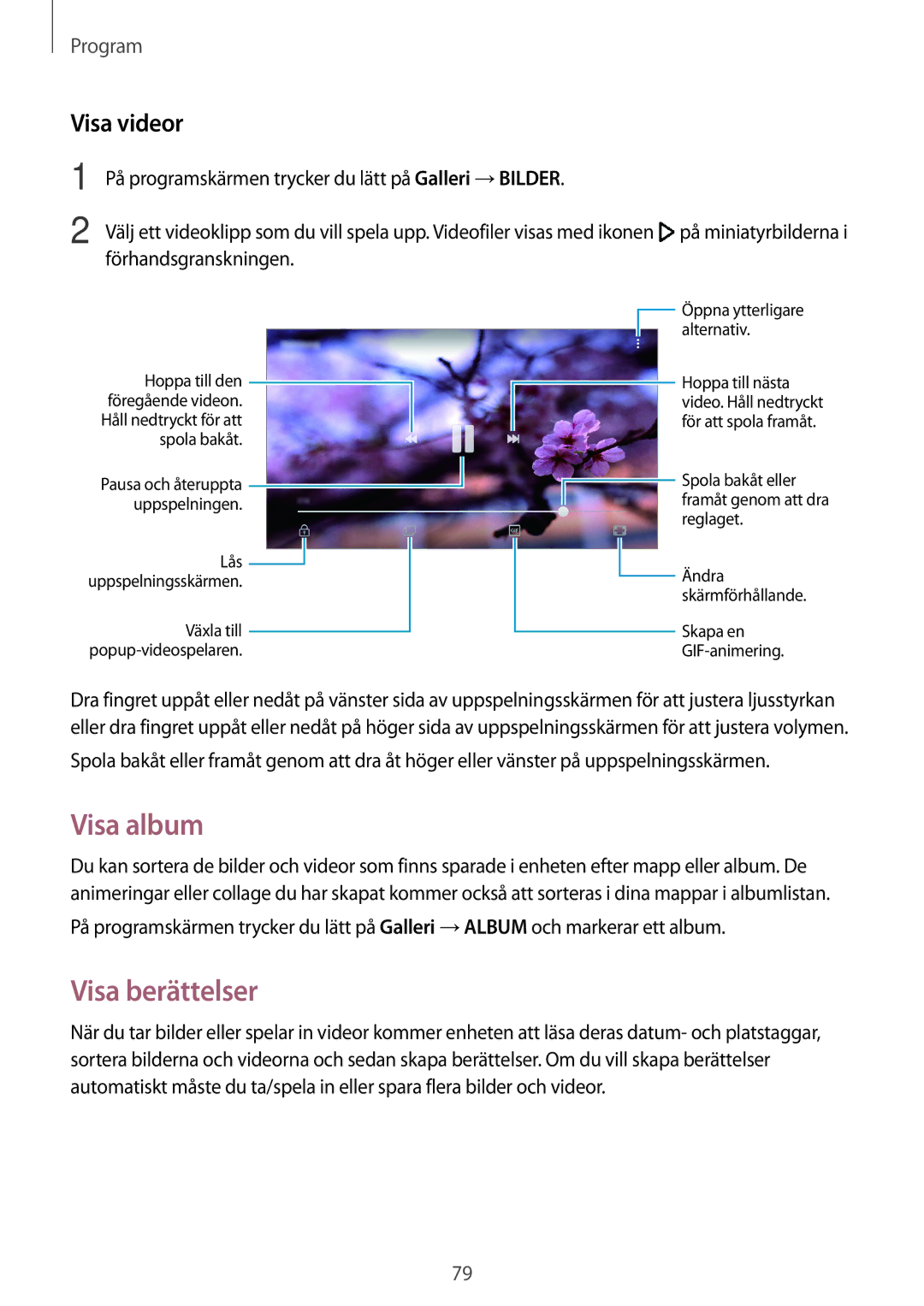 Samsung SM-G390FZKANEE manual Visa album, Visa berättelser, Visa videor 