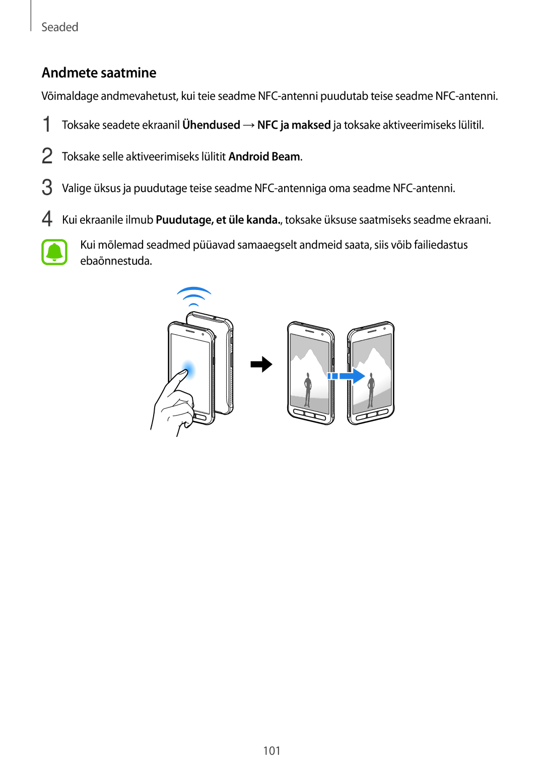 Samsung SM-G390FZKASEB manual Andmete saatmine 