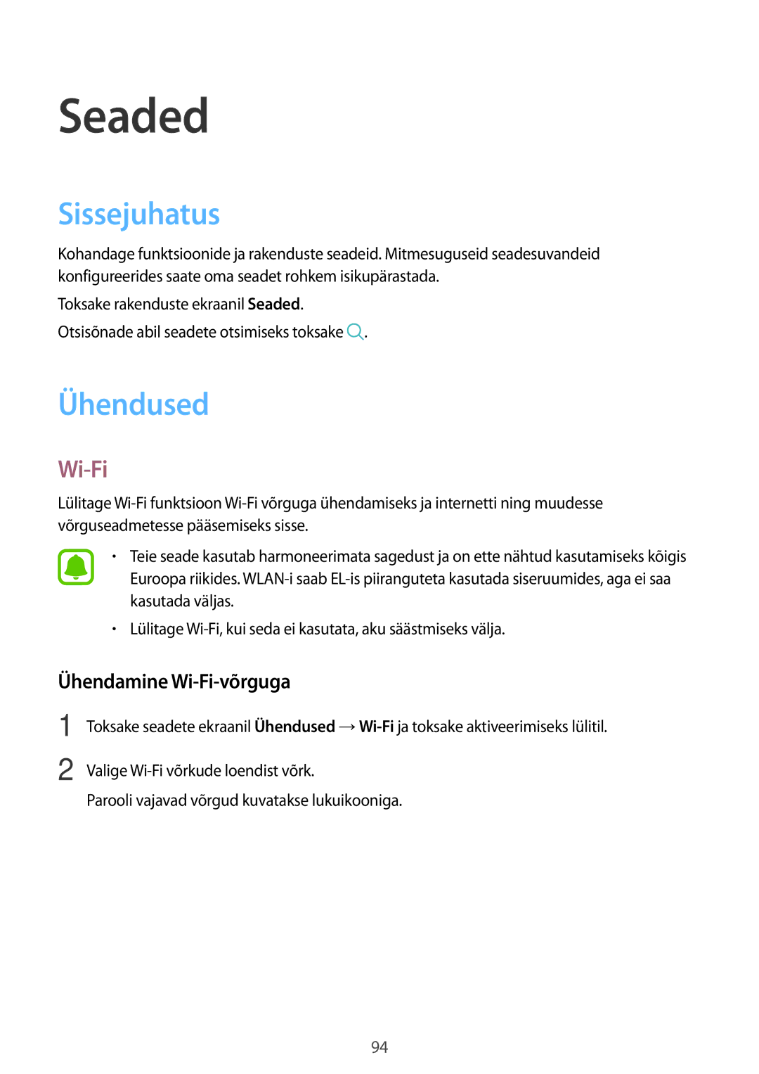 Samsung SM-G390FZKASEB manual Sissejuhatus, Ühendused, Ühendamine Wi-Fi-võrguga 