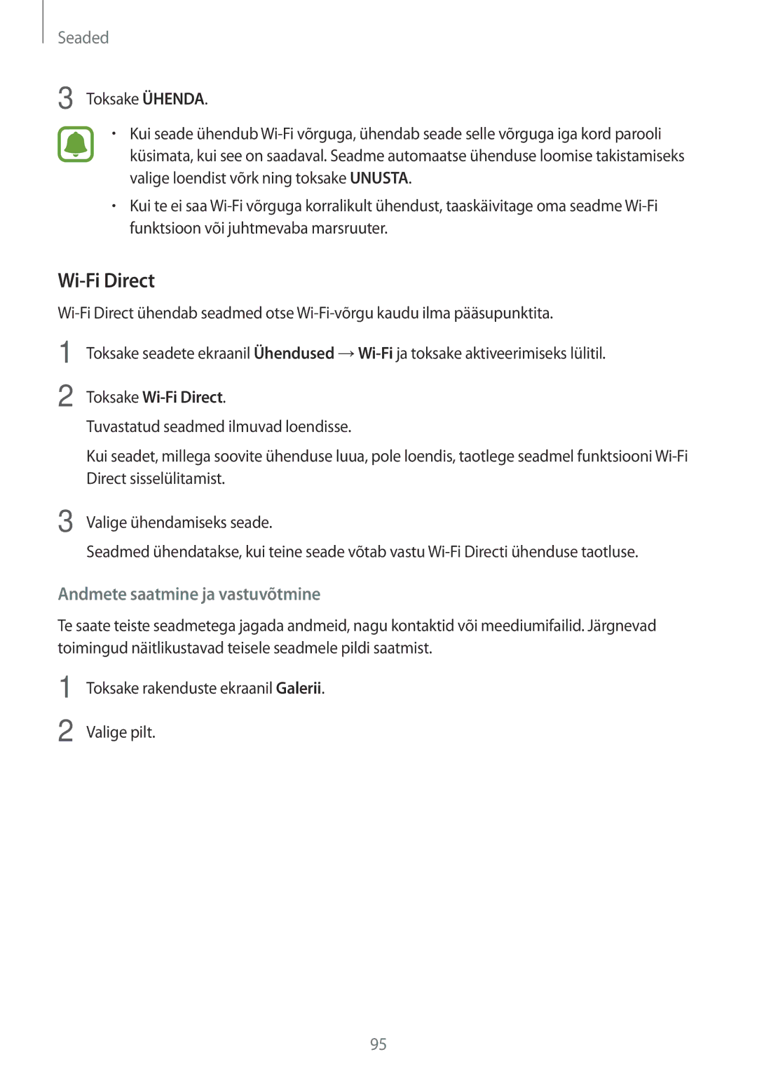 Samsung SM-G390FZKASEB manual Toksake Wi-Fi Direct 