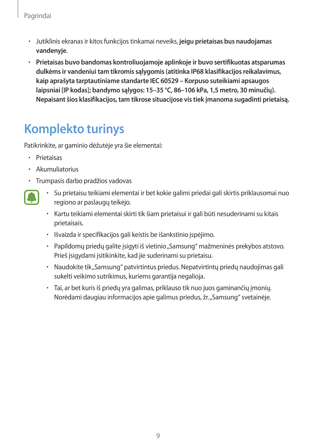 Samsung SM-G390FZKASEB manual Komplekto turinys 