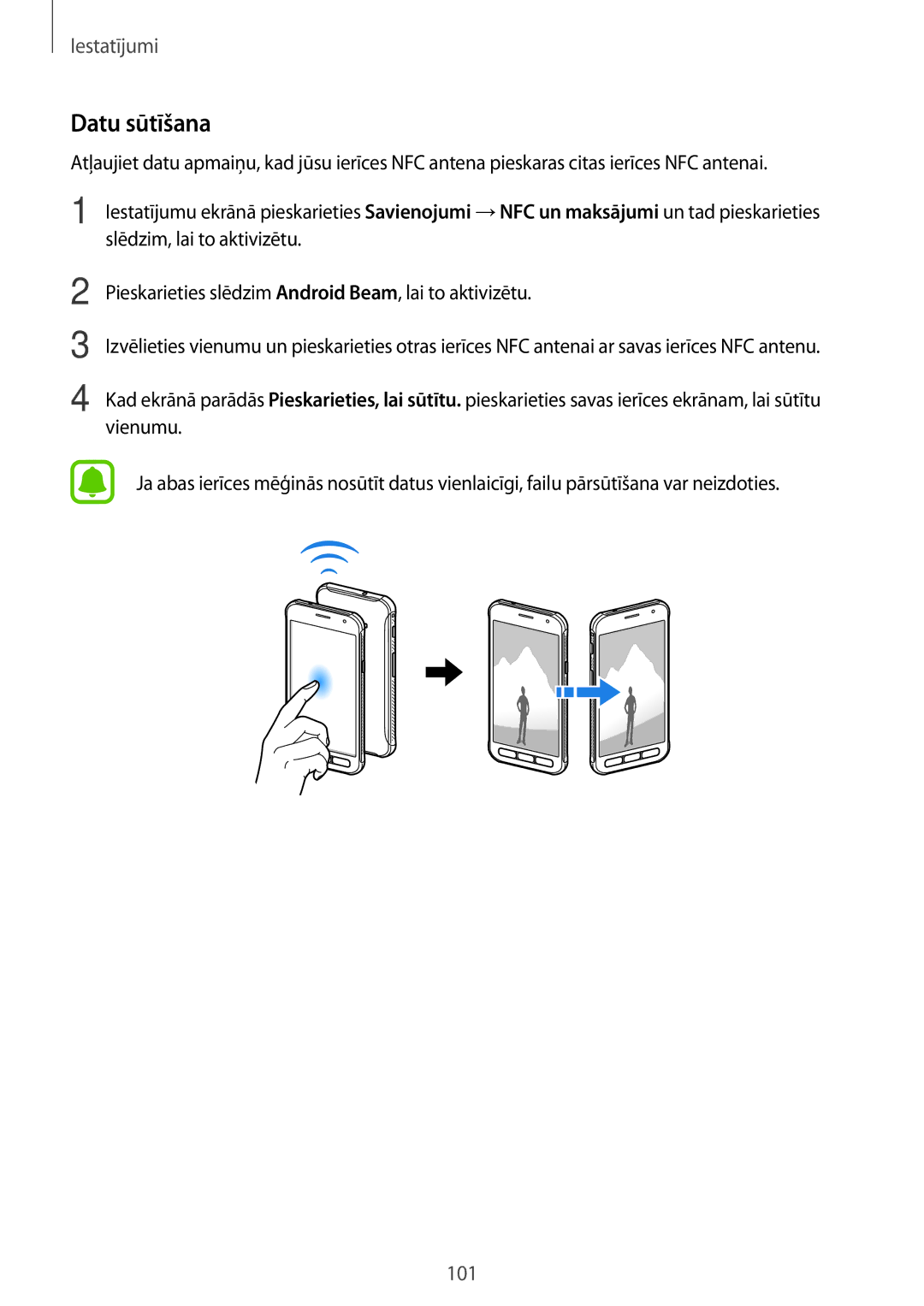 Samsung SM-G390FZKASEB manual Datu sūtīšana 