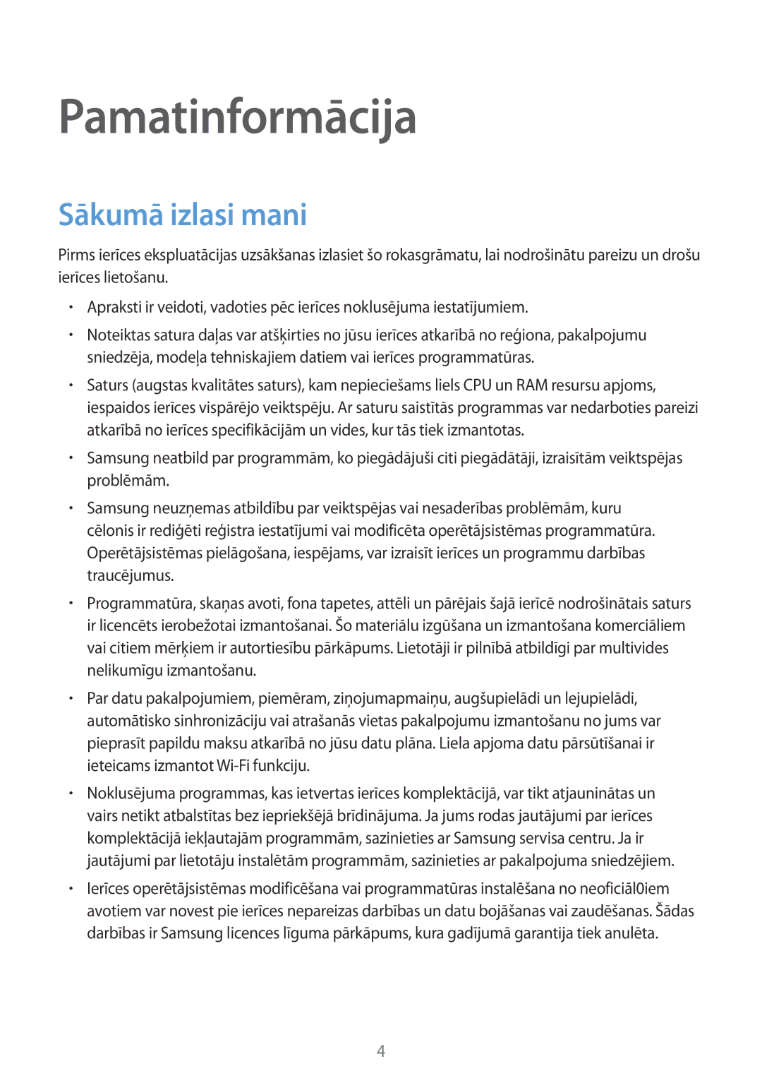 Samsung SM-G390FZKASEB manual Pamatinformācija, Sākumā izlasi mani 