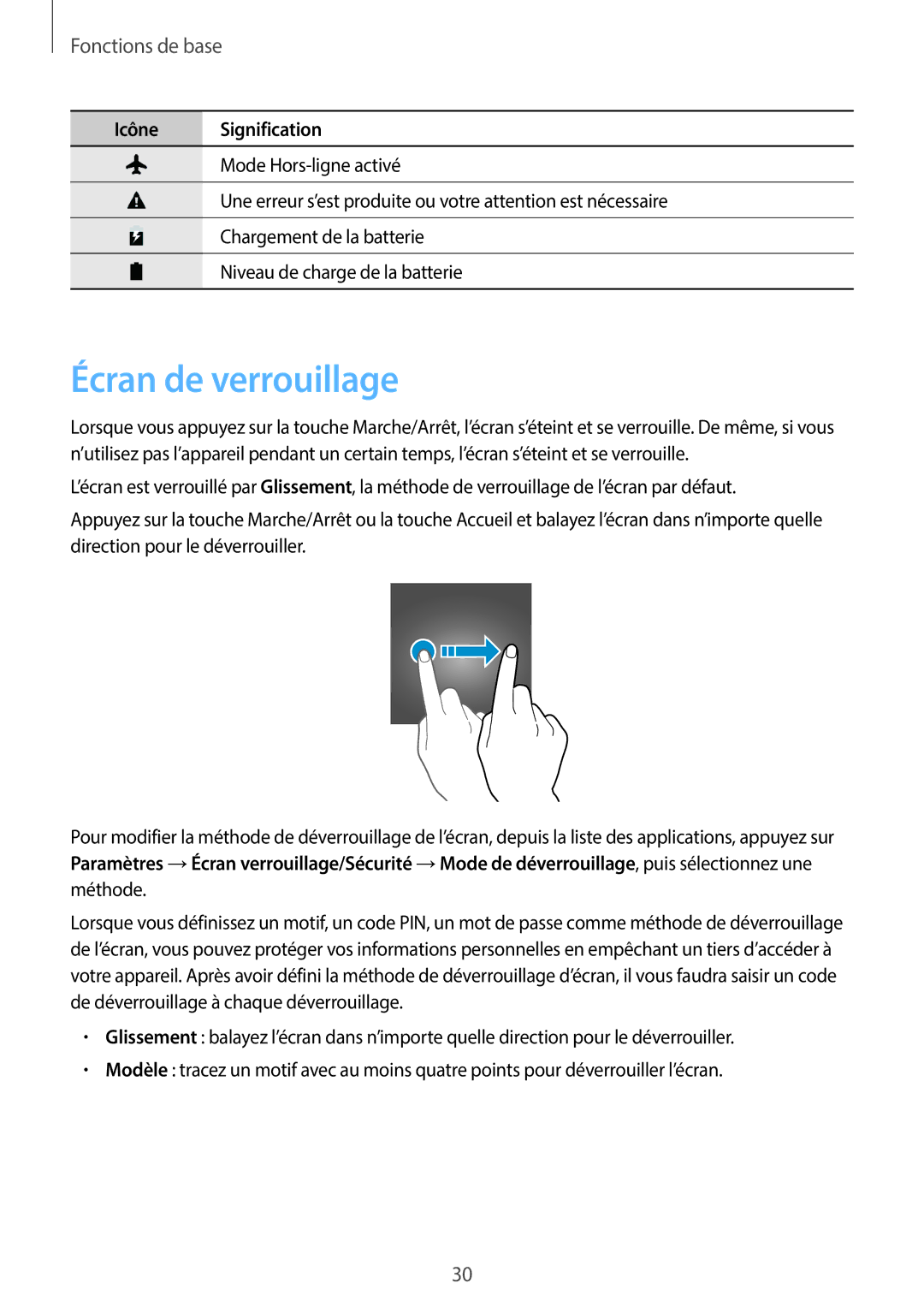 Samsung SM-G390FZKAXEF manual Écran de verrouillage 