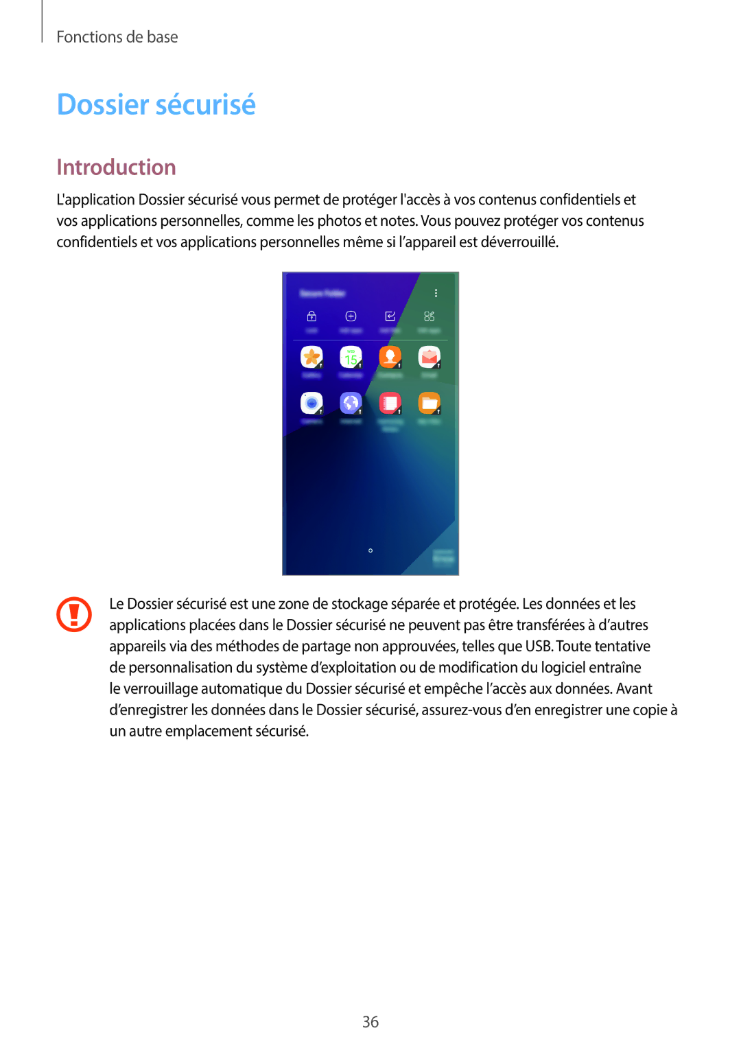 Samsung SM-G390FZKAXEF manual Dossier sécurisé, Introduction 