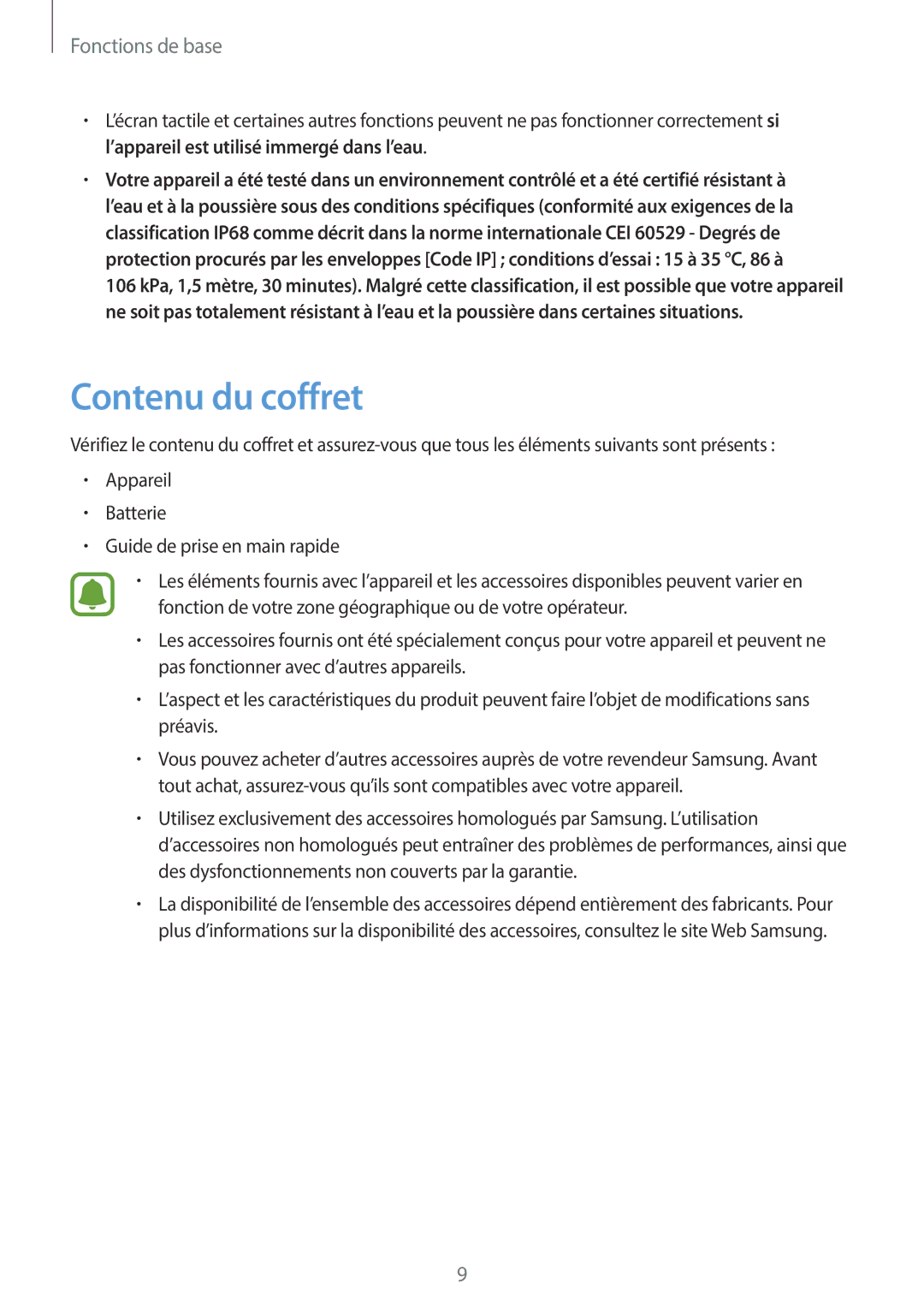 Samsung SM-G390FZKAXEF manual Contenu du coffret 