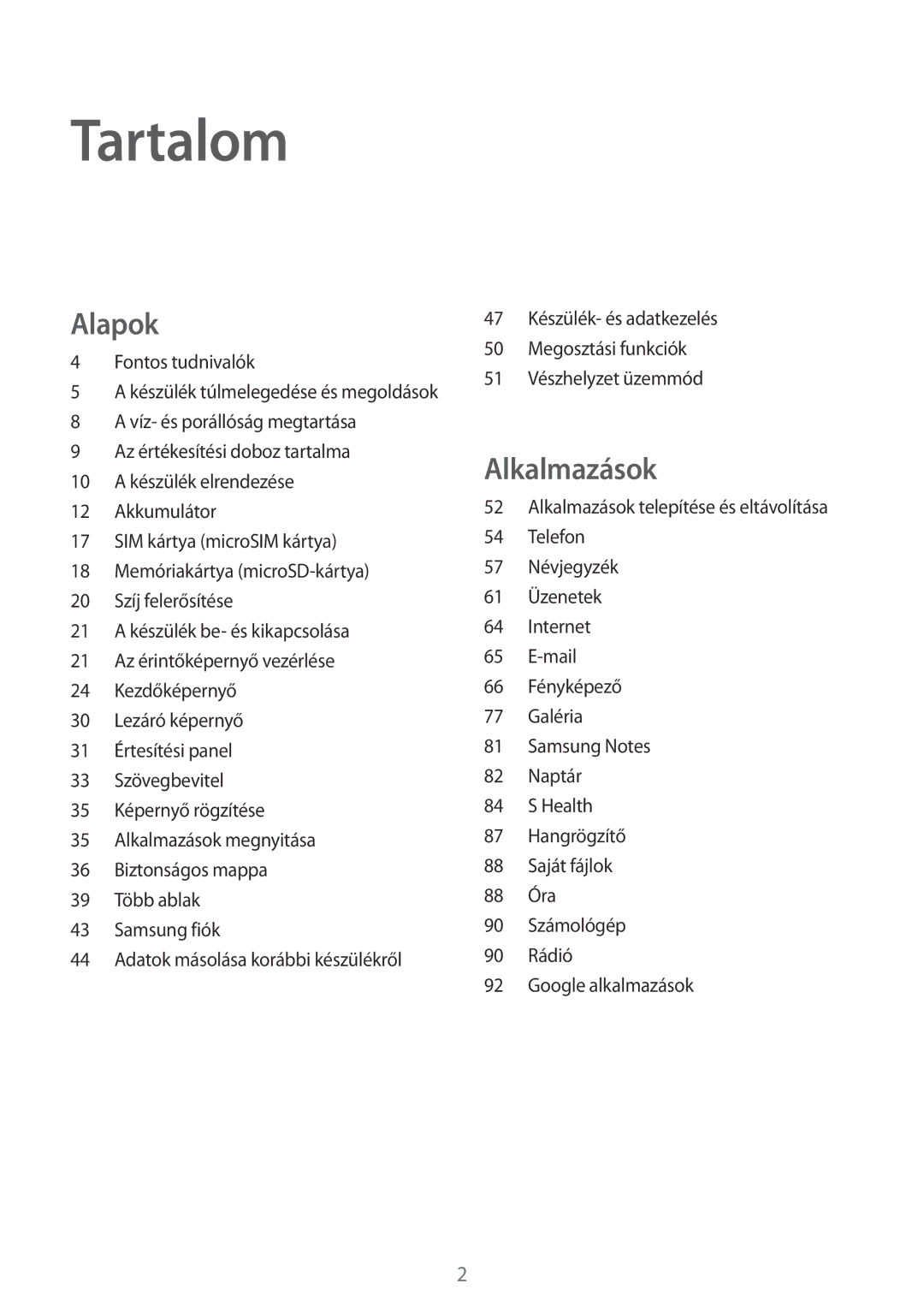 Samsung SM-G390FZKAXEH manual Tartalom 