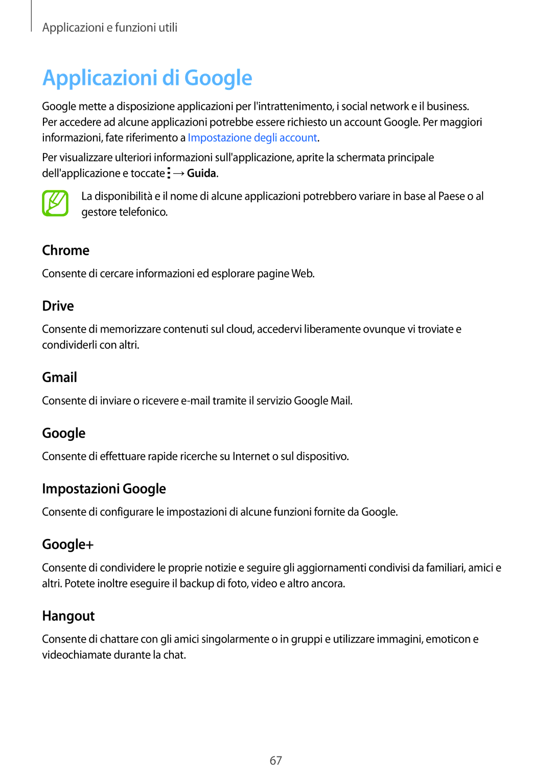 Samsung SM-G530FZWATIM, SM-G530FZAAXEO, SM-G530FZWAPRT, SM-G530FZWAHUI, SM-G530FZAATPL, SM-G530FZAATIM Applicazioni di Google 