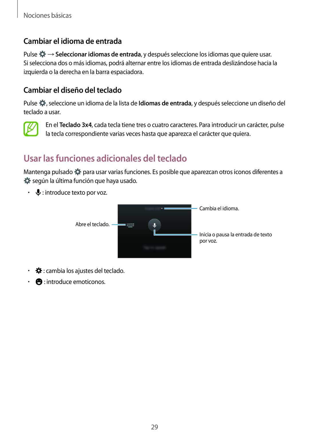 Samsung SM-G530FZAAPHE, SM-G530FZDAXEC manual Usar las funciones adicionales del teclado, Cambiar el idioma de entrada 