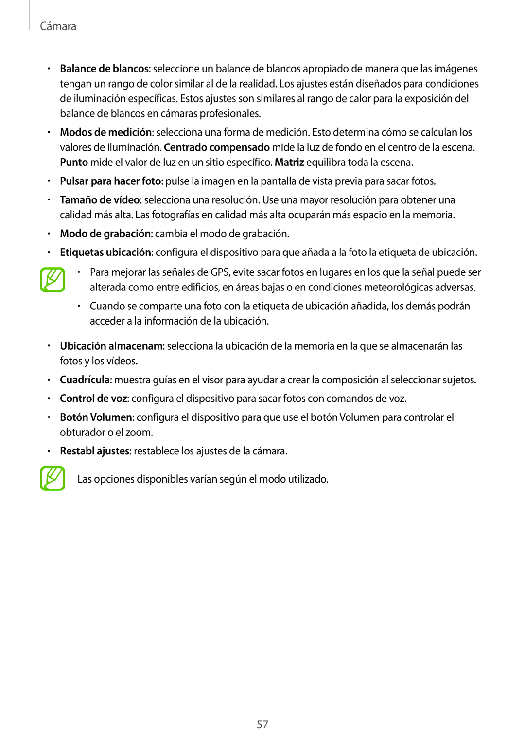 Samsung SM-G530FZWAXEC, SM-G530FZDAXEC, SM-G530FZWAPHE, SM-G530FZAAXEC, SM-G530FZDAPHE, SM-G530FZAAPHE manual Cámara 