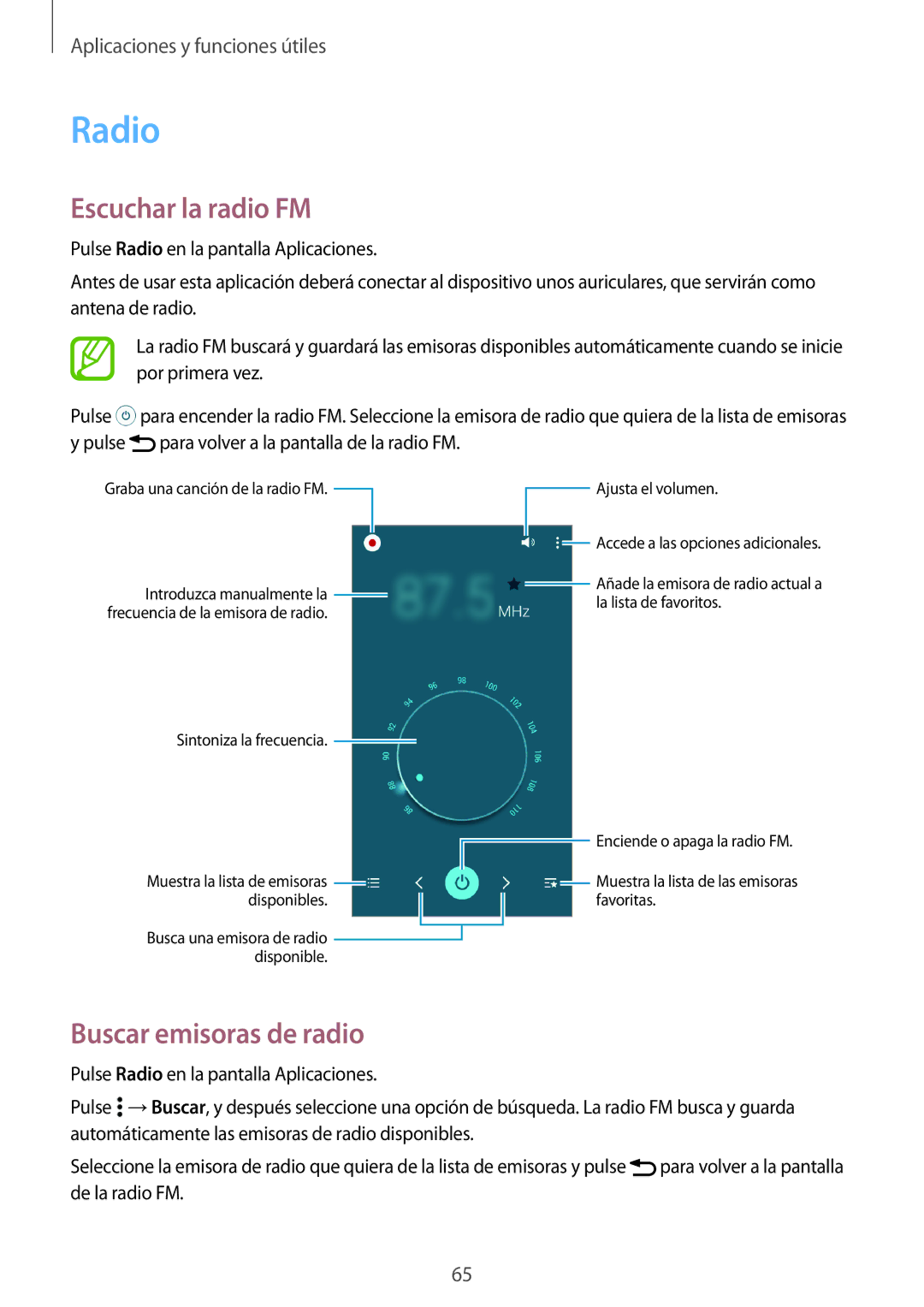 Samsung SM-G530FZAAPHE, SM-G530FZDAXEC, SM-G530FZWAPHE, SM-G530FZAAXEC Radio, Escuchar la radio FM, Buscar emisoras de radio 