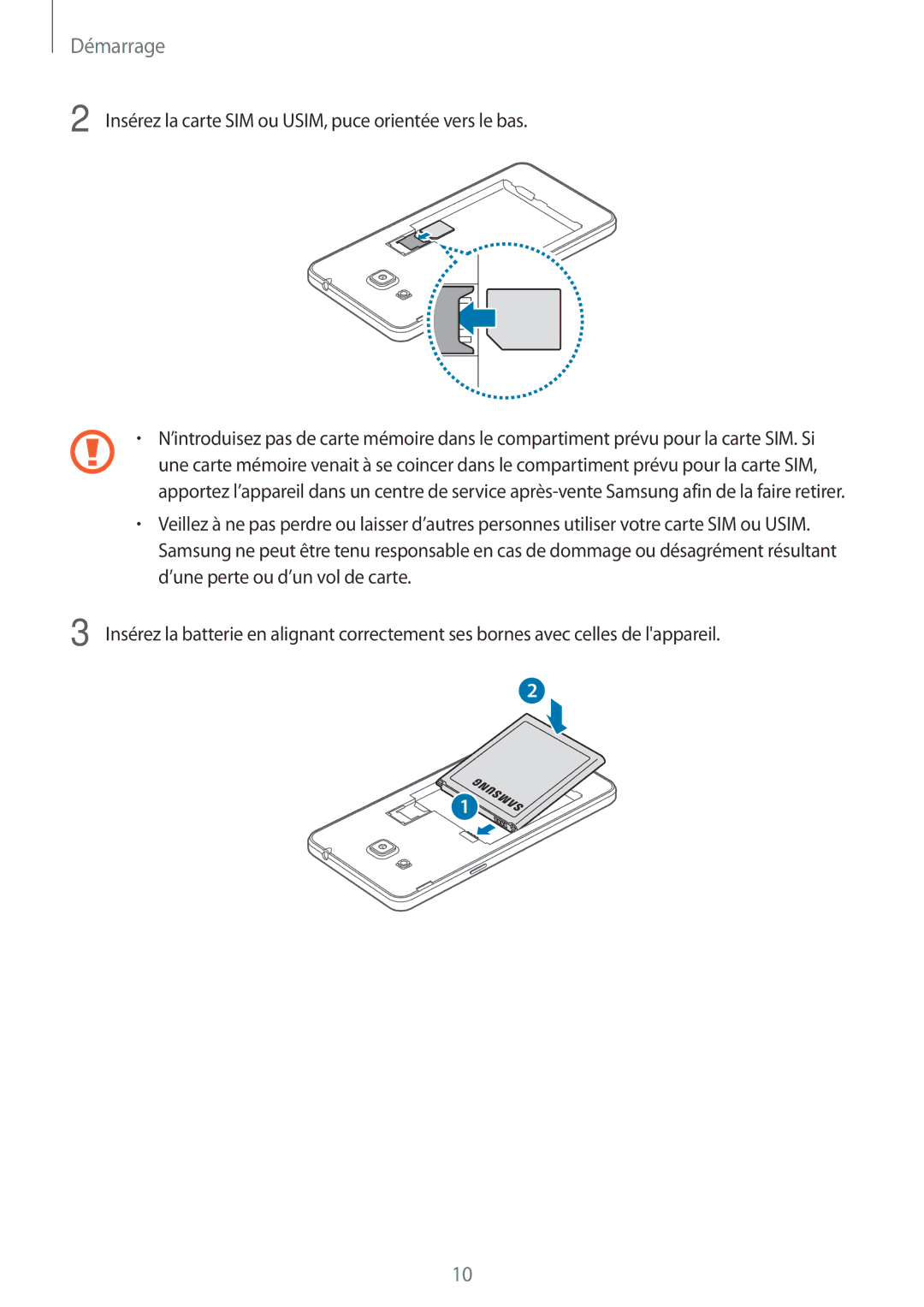 Samsung SM-G530FZWAXEF, SM-G530FZDAXEF, SM-G530FZWAVGF, SM-G530FZAAXEF, SM-G530FZAABOG, SM-G530FZWAFTM manual Démarrage 