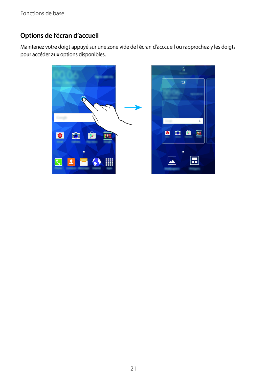Samsung SM-G530FZWAXEF, SM-G530FZDAXEF, SM-G530FZWAVGF, SM-G530FZAAXEF, SM-G530FZAABOG manual Options de l’écran d’accueil 