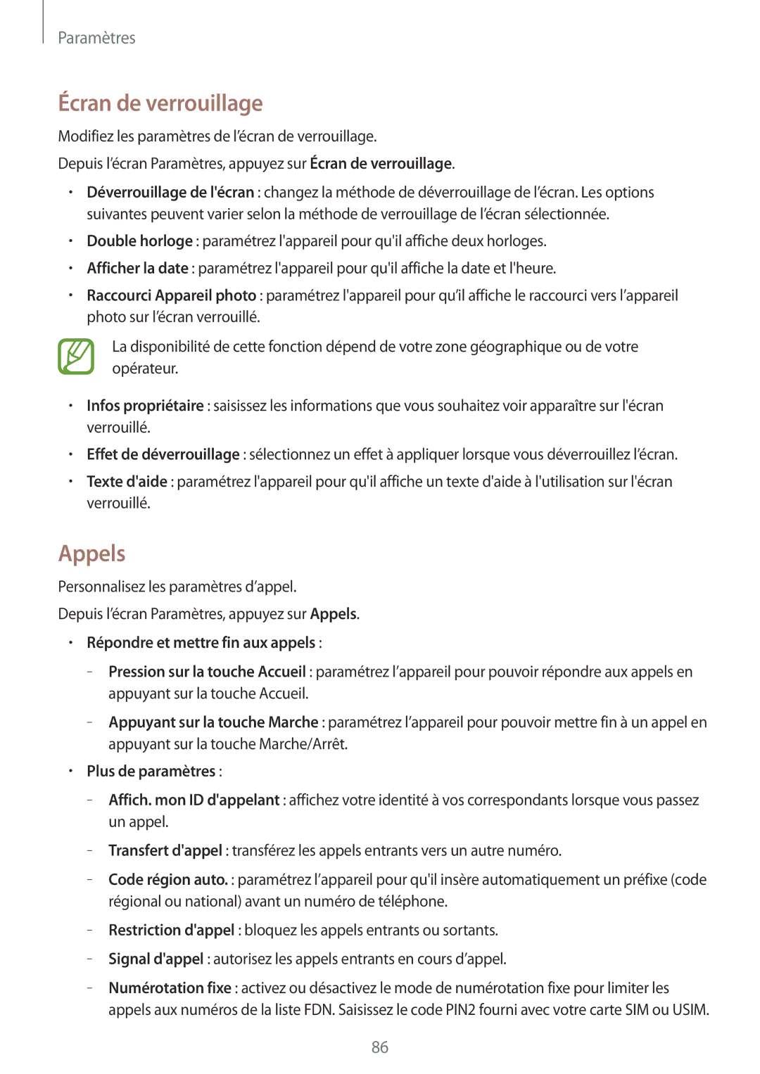 Samsung SM-G530FZAAFTM manual Écran de verrouillage, Appels, Répondre et mettre fin aux appels, Plus de paramètres 