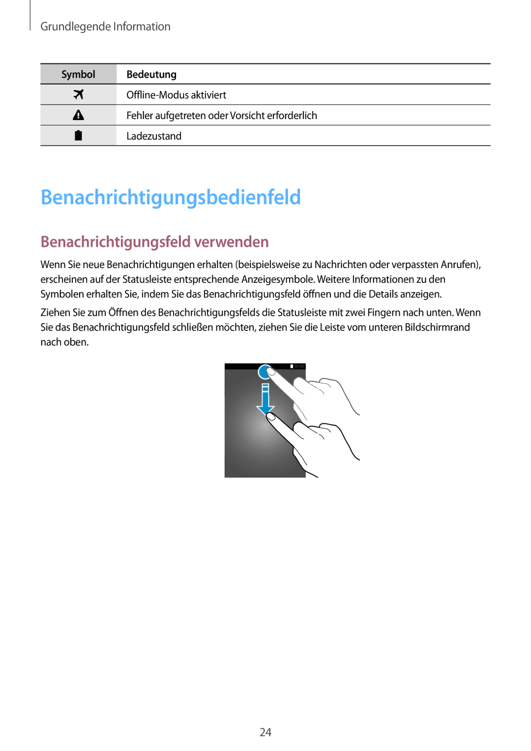 Samsung SM-G530FZWATPH, SM-G530FZWAOPT, SM-G530FZAATCL manual Benachrichtigungsbedienfeld, Benachrichtigungsfeld verwenden 