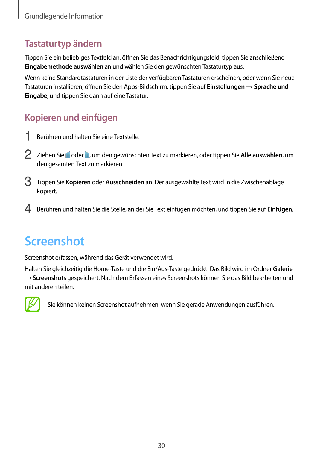Samsung SM-G530FZWAPRT, SM-G530FZWAOPT, SM-G530FZAATCL, SM-G530FZWASEB Screenshot, Tastaturtyp ändern, Kopieren und einfügen 