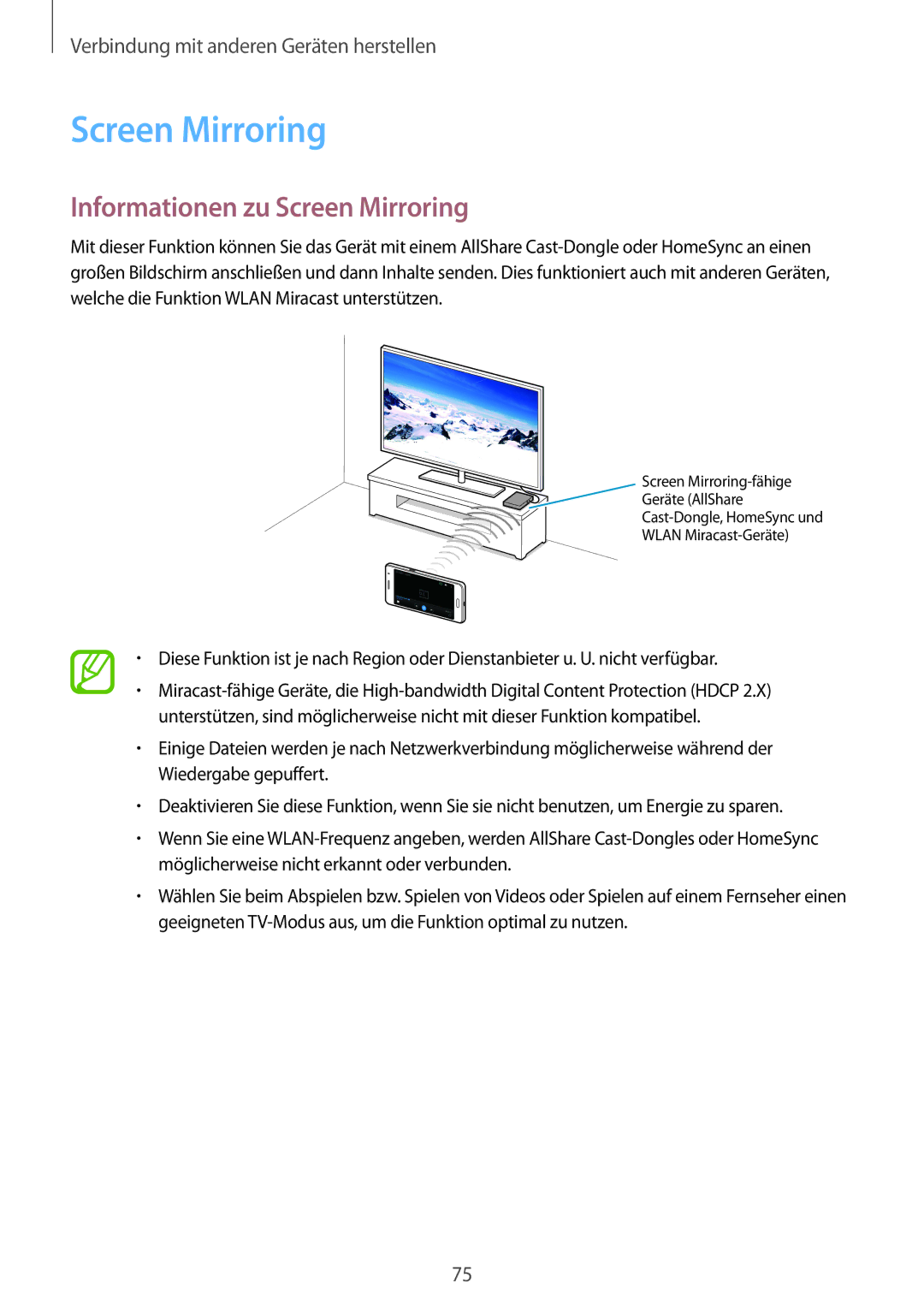 Samsung SM-G530FZAAXEF, SM-G530FZWAOPT, SM-G530FZAATCL, SM-G530FZWASEB, SM-G530FZAATPH Informationen zu Screen Mirroring 