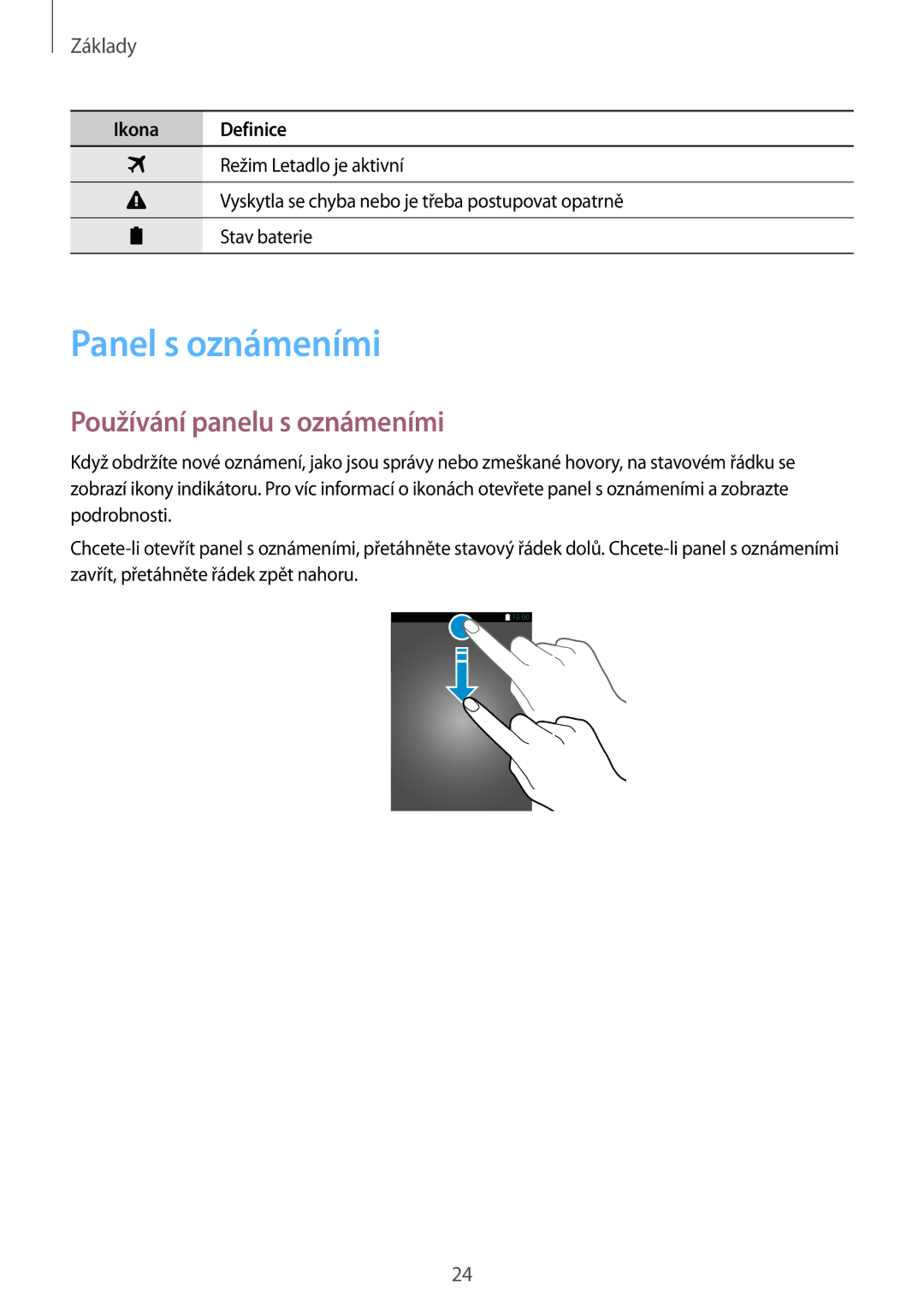 Samsung SM-G530FZWAAUT, SM-G530FZWAPRT, SM-G530FZAAPLS, SM-G530FZWATPL Panel s oznámeními, Používání panelu s oznámeními 