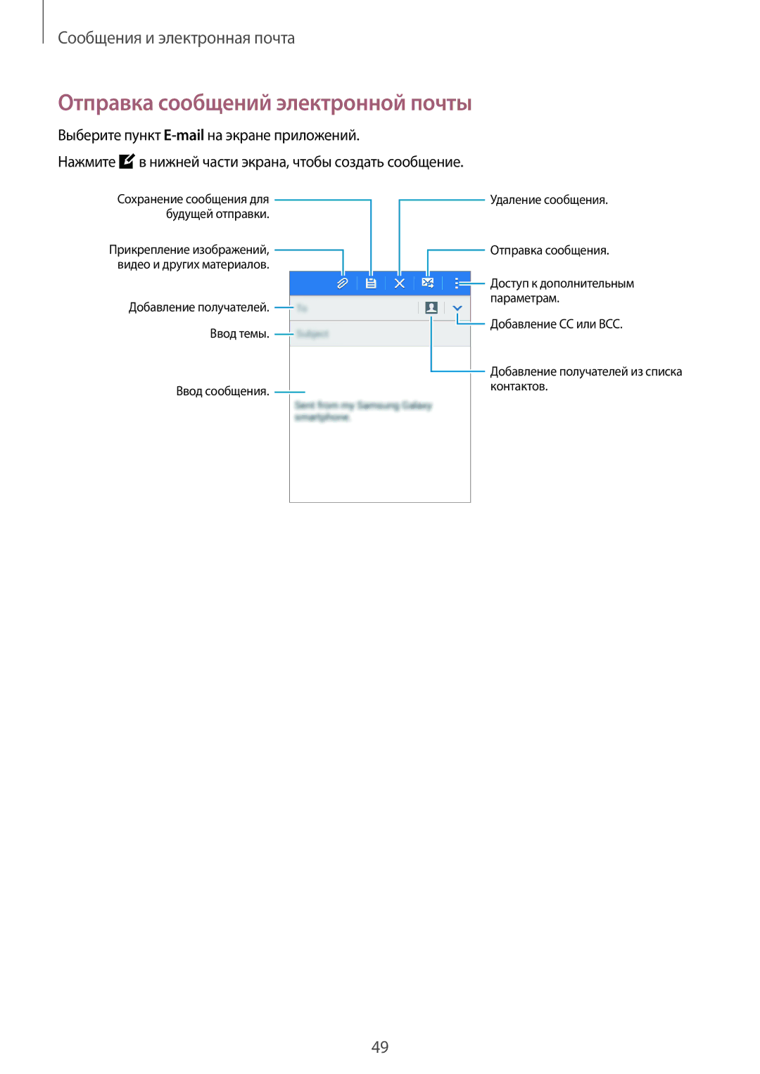 Samsung SM-G530FZDASEB, SM-G530FZWASEB, SM-G530FZAASEB, SM-G530FZWASER, SM-G530FZAASER Отправка сообщений электронной почты 